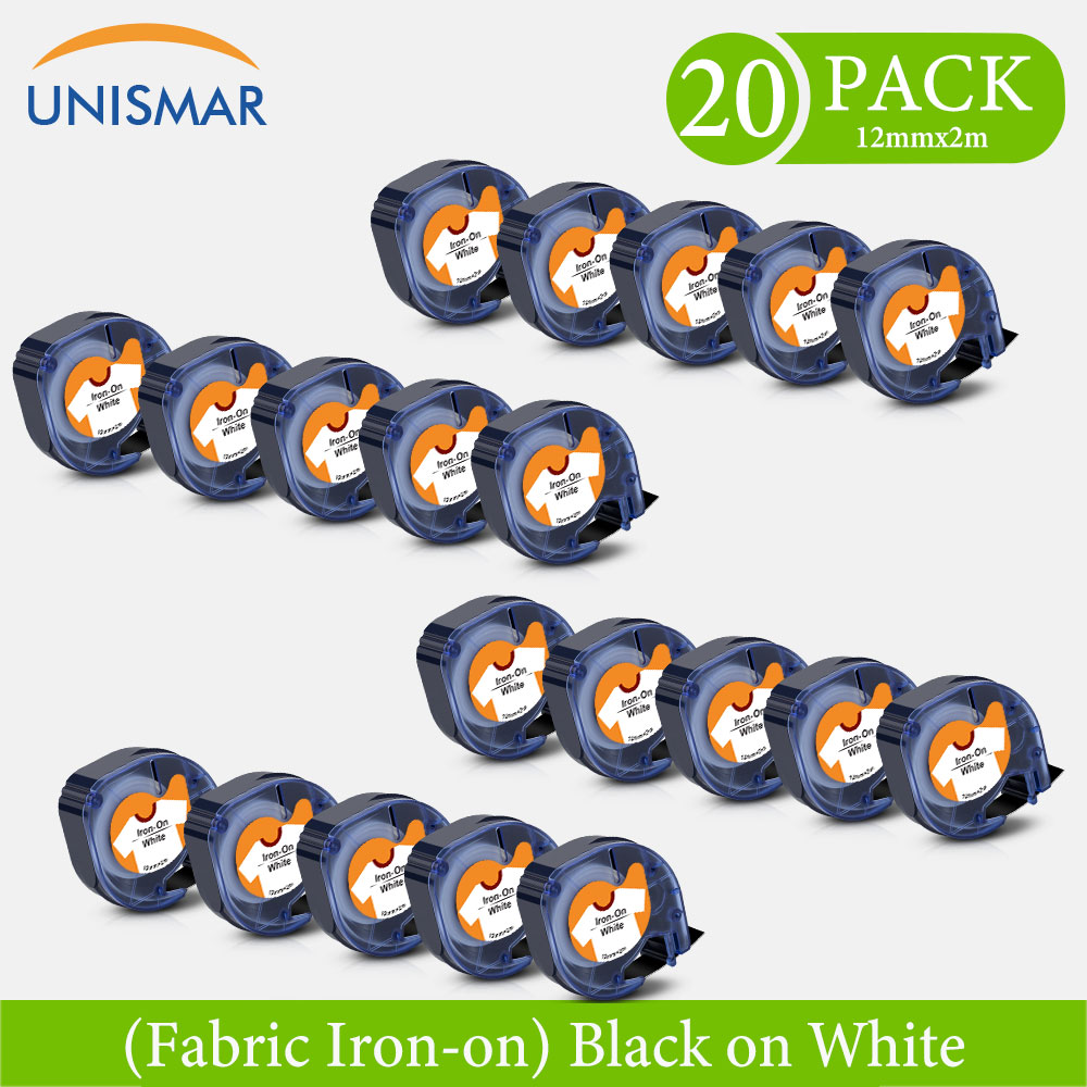 Unismar Fabric Iron-On Label Tape - 12mm x 2m - Compatible with Dymo LetraTag Printers