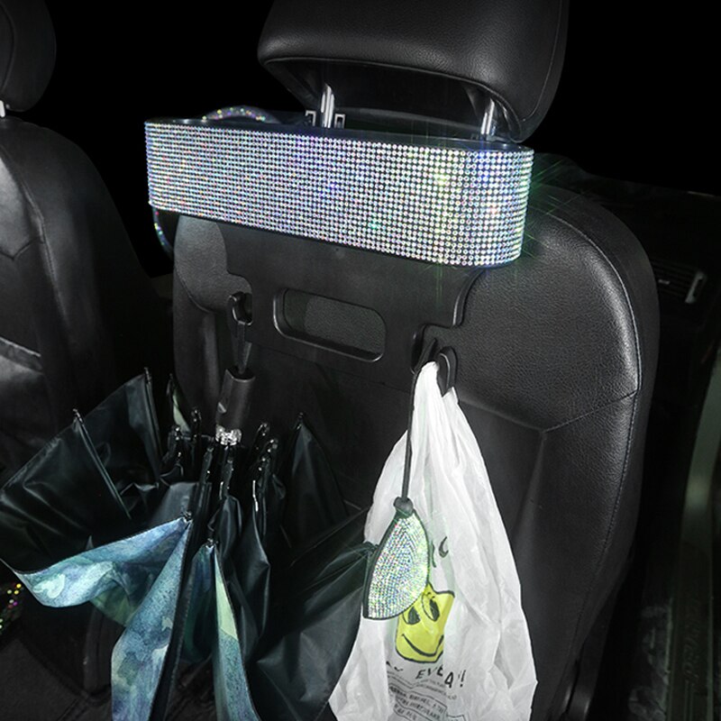 Diamant bilsæde kløft huller opbevaringsboks rhinestone krystal auto drikke lommer arrangører sæder indvendigt tilbehør