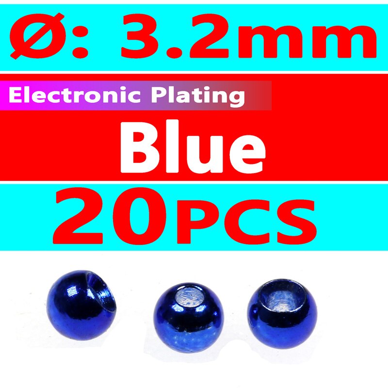 Wifreo 20PCS 3.2mm 1/8&quot; Colored Fly Tying Brass Beads Beadhead Nymph Stonefly Streamer Fly Fishing Trout Fly Material Rainbow: 20pcs blue 3.2mm