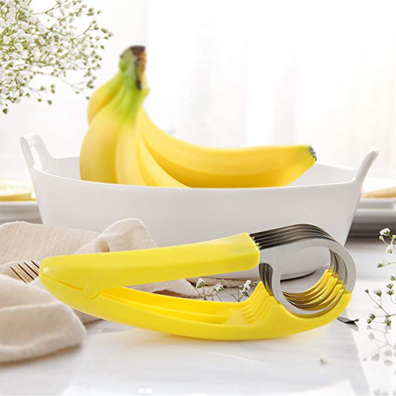 Banana Slicer Food Grade Stainless Steel Cucumber Hotdog Fruits Banana Vegetable Sausage Knife Cutter Multifunction Kitchen Tool
