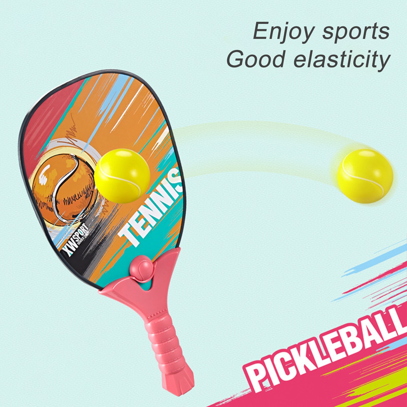 1Set Kids Tennis Racket Soft Face Paddle Tennis Racquet with 2 Balls Indoor Outdoor Summer Beach Tennis Game Children Sport Toys