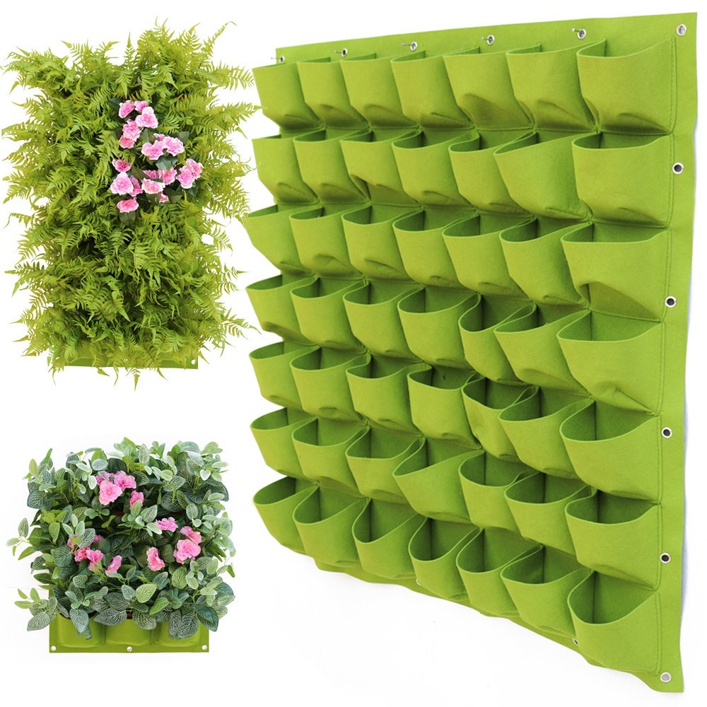 Suporte de plantas para parece, saco verde de plantio de vegetais com 9 18 49 72 bolsos, jardim vertical, material doméstico