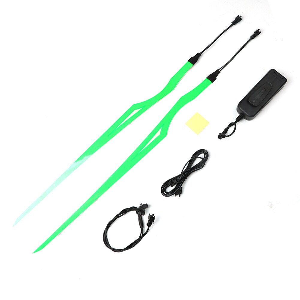 Tira de luz LED para casco de motocicleta, luz fría, señal luminosa para conducción nocturna, pegatina modificada impermeable, 2 uds.: Verde