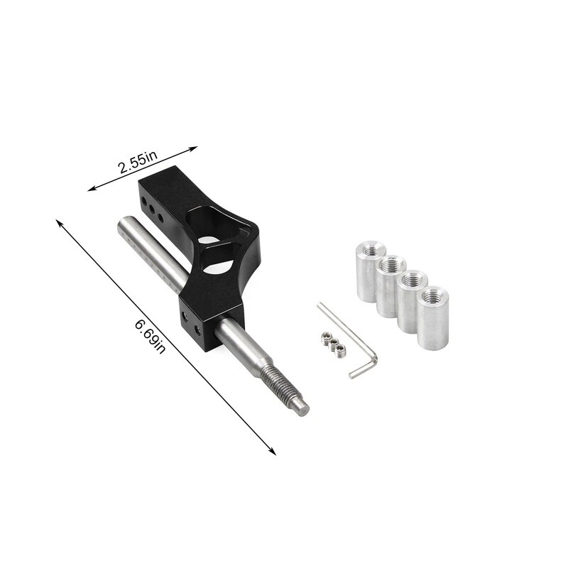 4 Color Aluminum Adjustable Height Lever Car Gear Shift Knob Extender Shifter Extension Single Bend Car Shifter Extender: black