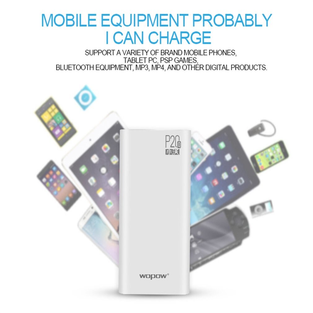 Wopow  p20q 20000 mah powerbank universal-schnellladung 3.0 große akkukapazität drei usb-ladeanschlüsse tragbares ladegerät