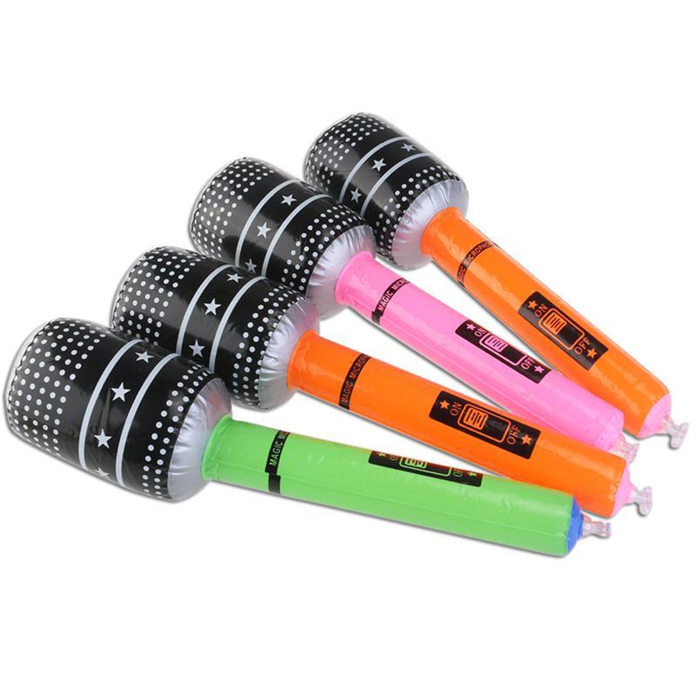 6pcs/lot Blow up Inflatable Plastic Microphone 24CM Kids Children Toy (Random Color) Party Wedding Decoration Favor