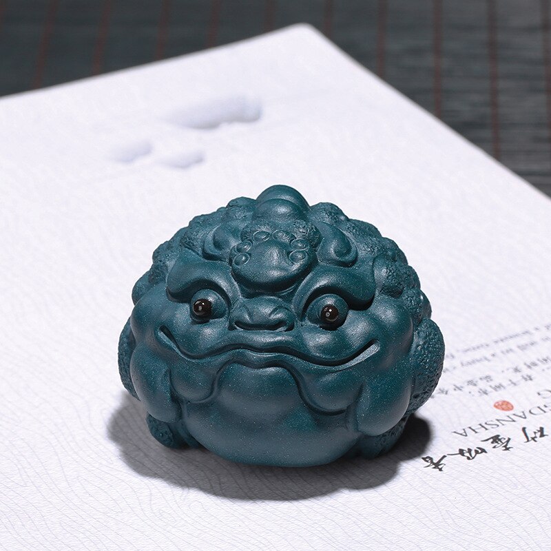 Yixing de crapaud porte-bonheur | Décoration de cérémonie de thé en pet, décoration d'usine , source de première main en argile violette verte boue