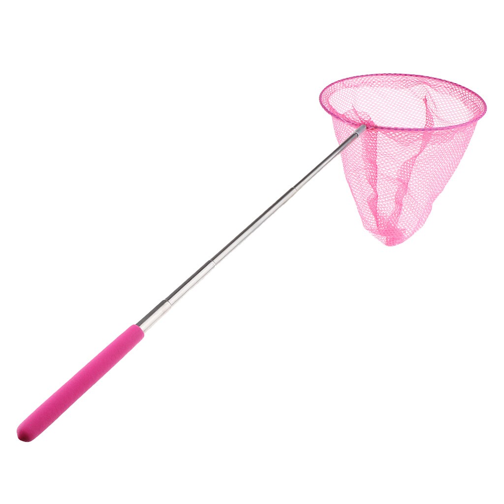 Extendable Fishing Net Telescopic Pond Sea Butterfly Insect Bug Landing Kids Toy Garden Landing Dragonfly Holding Net: Pink