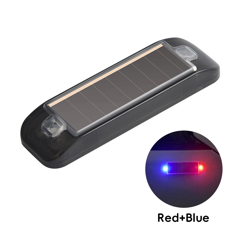 Mini led-autolampje op zonne-energie, waarschuwingslampje voor 's nachts, gesimuleerd alarm, draadloos antidiefstalwaarschuwingslampje, knipperend nep-alarmlampje: Blauw