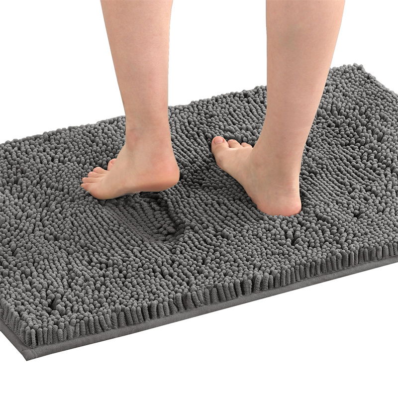 Chenille Absorberende Badkamer Vloermat Antislip Badkamermatten Badkleed Lang Haar Vloermat Slaapkamer Deur Tapijt Woondecoratie: 400mm x 400mm / GRIJS