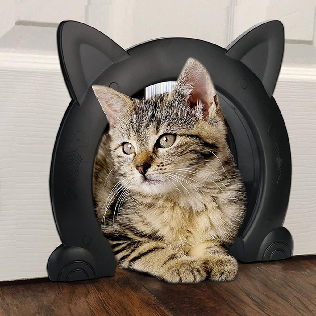 Porte en forme de chat mignon, porte d&#39;accès à grande ouverture pour chaton: Black