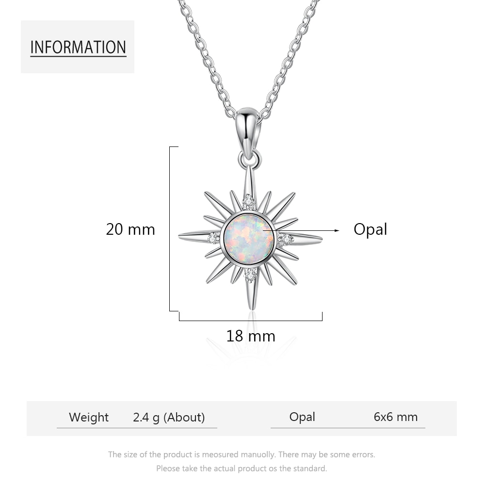 Luxus 925 Sterling Silber Sonne Anhänger Halskette Weiß Feuer Opal Halskette mit Zirkon Frauen Halsketten Schmuck (Lam Hub Fong)