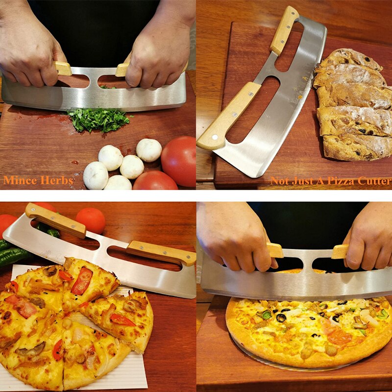 Pizza Knife Rocker Kitchen Accesories Stainless Steel Pizza Shovel Kitchenware Double Handle Sharp Pizza Cutter Household Gadget