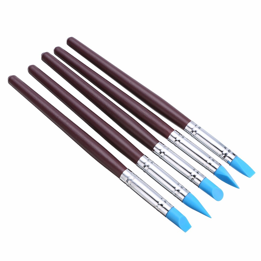 5pcs Silicone Rubber Klei Shaper Beeldhouwen Fimo Polymer Modellering Nail Art Craft Aardewerk Klei Tool Set