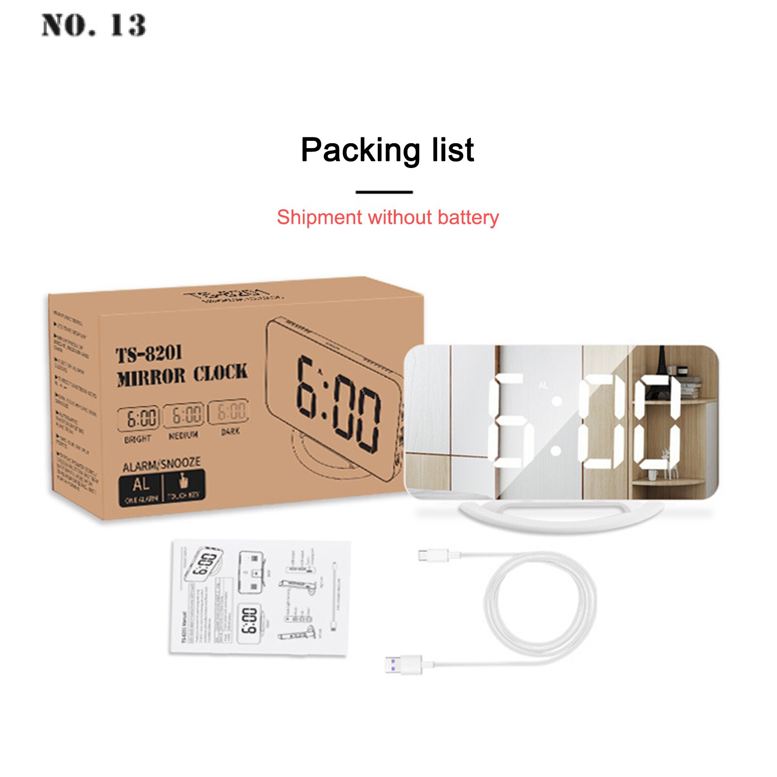 Digital Clock Multifunctional LED Makeup Mirror Digital Alarm Clock Mirror Automatic Photosensitive Electronic Desk Clock Cool