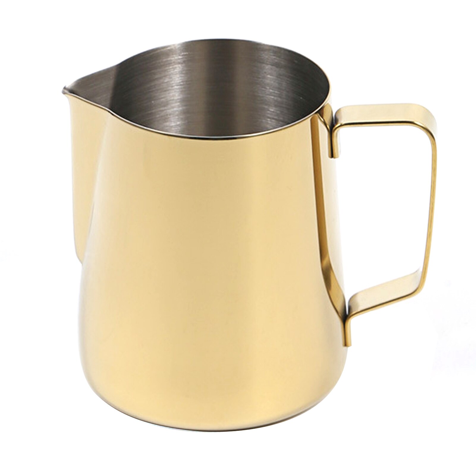 Milk Frothing Pitcher 350ml/ 12oz Espresso Steaming Pitcher with Double Measurements Scales Stainless Steel Frother Steamer Cup: Gold