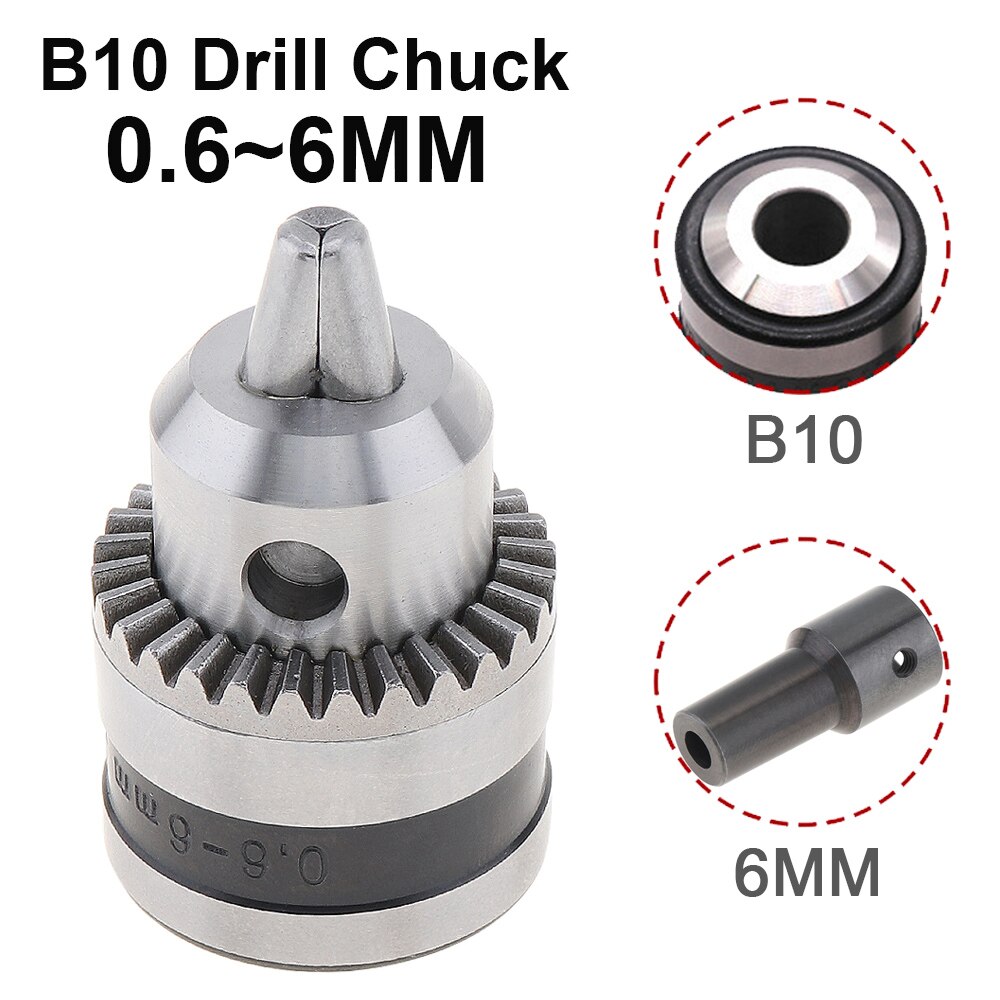 B10 0.6-6mm Drill Bit Clamp + B10 Drill Chuck Connecting Rod Sleeve Taper Coupling 4mm/5mm/6mm/8mm Kit Hand Electric Drill Tool: B10 6MM