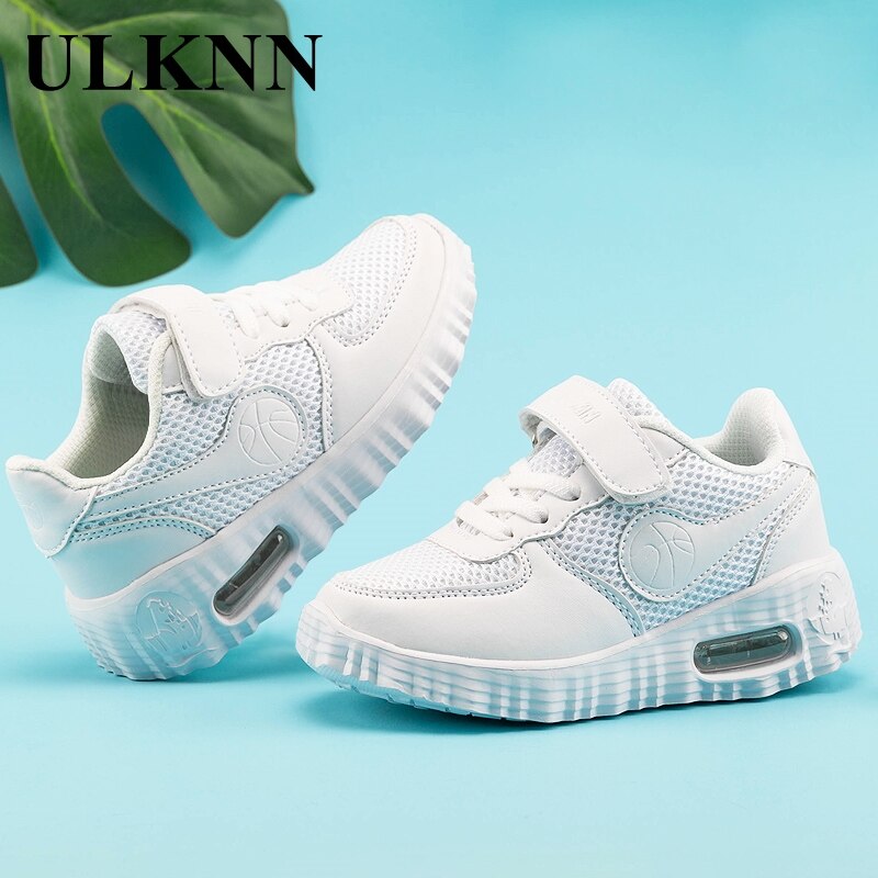 Ulknn Breathable Air Cushion Shoes Children's White Shoes Primary School Shoes Boys and Girls Sports Shoes Kids Boys Sneakers