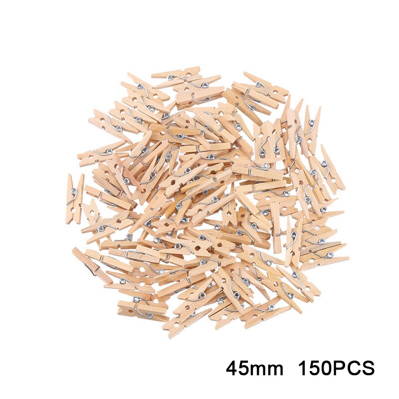 150 Pcs 25 Mm, 30 Mm, 45 Mm 72 Mm Wasknijpers Houten Paper Photo Clips Wasknijpers Hout Klemmen Voor Opslag Houten Clips: 150PCS 45mm