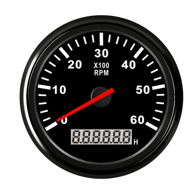 Bil båt varvräknare mätare lcd timräknare 3000 ~ 6000 rpm varvräknare marin varvräknare 12v/24v röd bakgrundsbelysning horometro rpm: Bn6000 varv / min