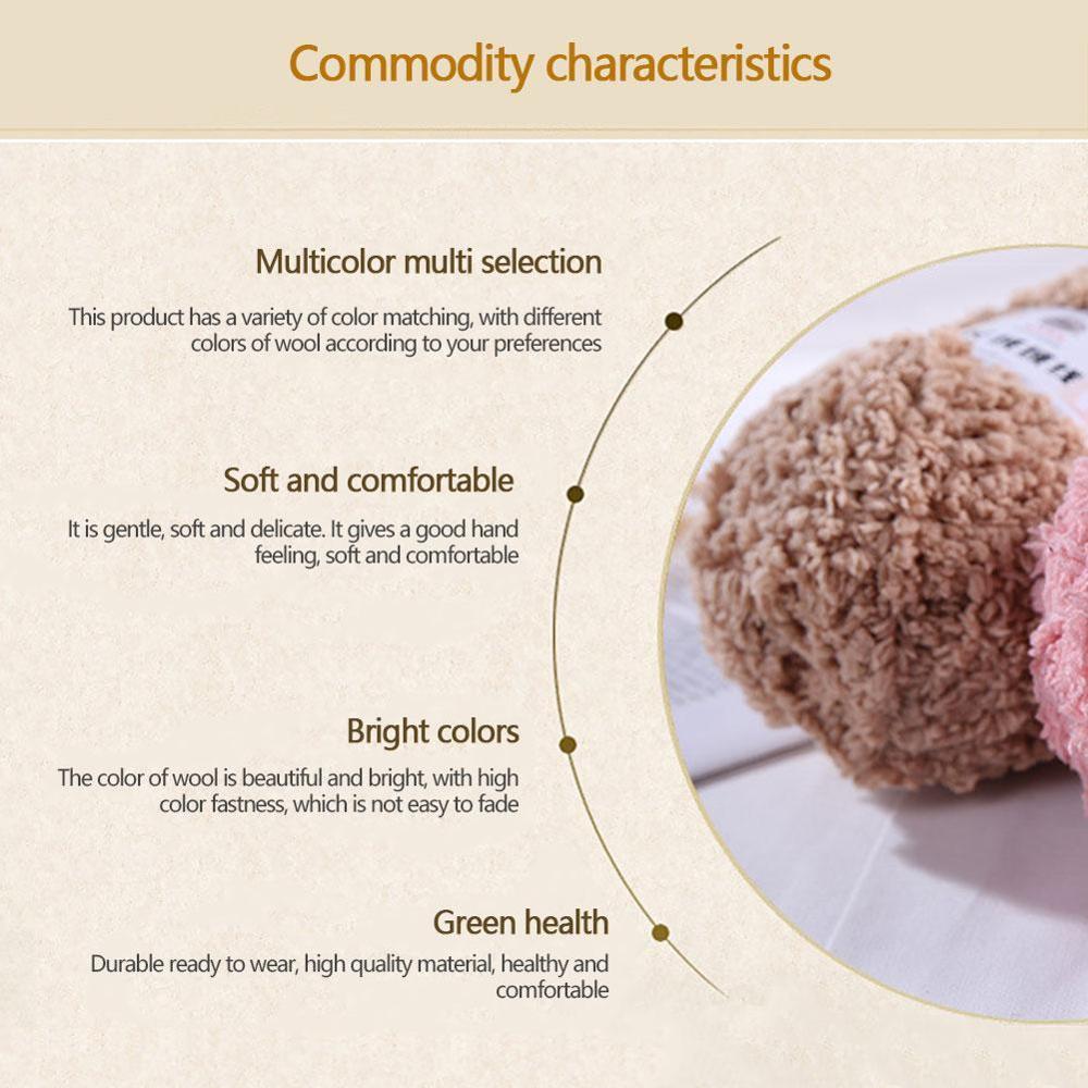 Soft Smooth Yarn Baby Knitting Wool Yarn Thick Yarn Fiber Velvet Yarn Hand Knitting Wool Crochet Yarn for DIY Sweater