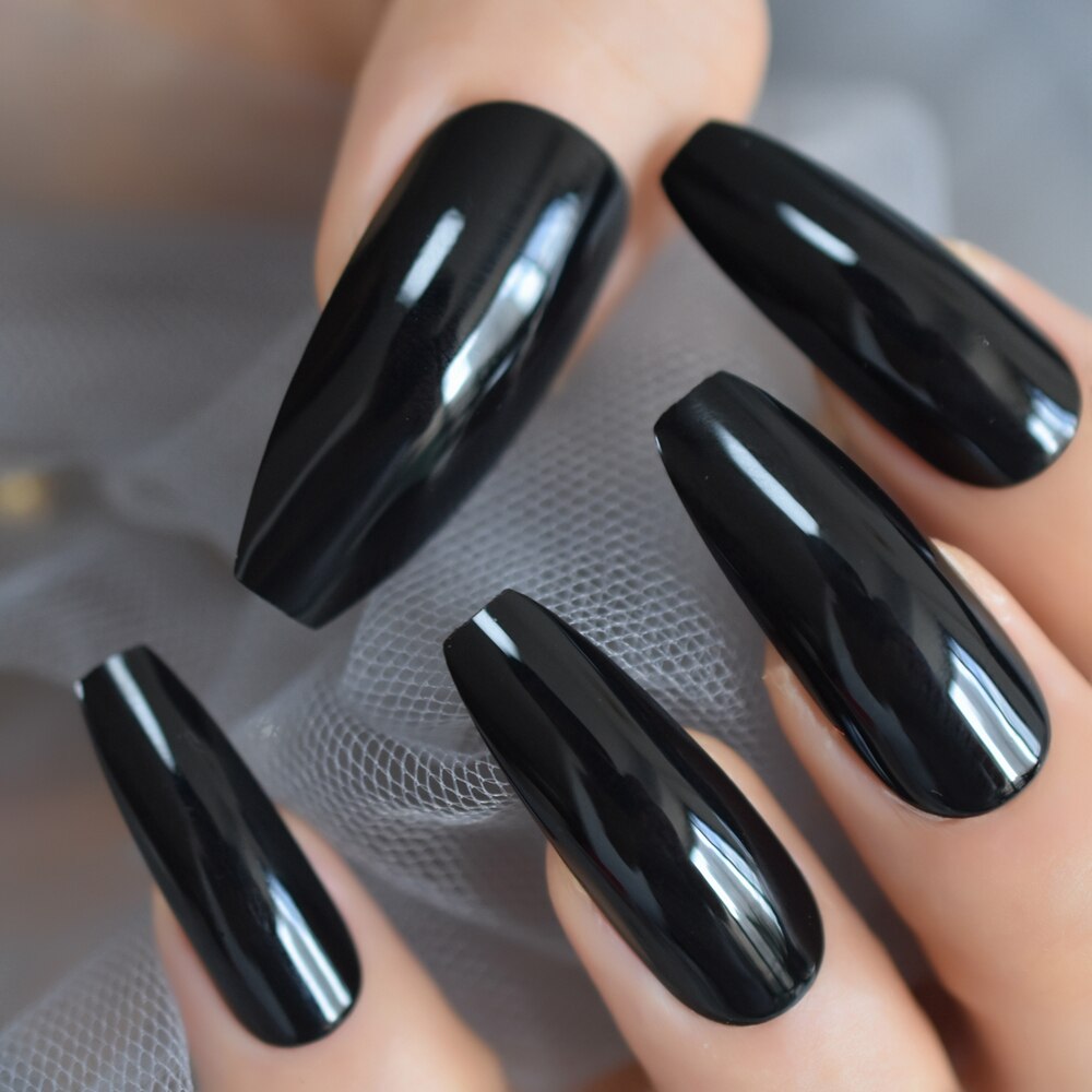 Ongles longs en forme de cercueil, en marbre rose Extra-Long, motifs pierre brillante, ballerine, pointes d'ongles à la pré-conçus, avec onglets à colle: L5210