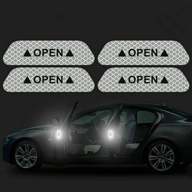4 Universal Auto Puerta Abierta cinta pegatina reflectante de seguridad advertencia etiqueta