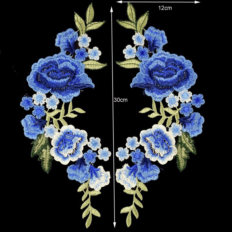 Paire De Patches Brodés – Fleur D'oiseau Rose – À Coudre Ou Thermocoller