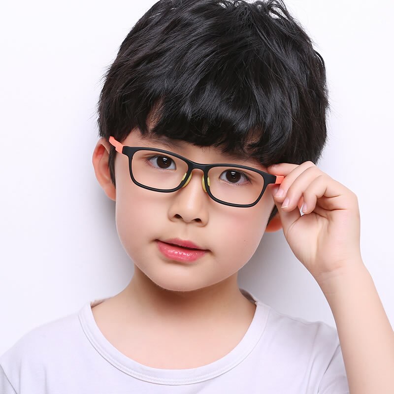 Glasses for Kids Boys Girls TR90 Square Flexible Frame Anti-Eyestrain Anti-Glare Age 4-10 LXH