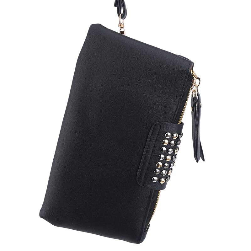 Pochette multifonctionnelle en cuir PU pour femmes, pochette à rivets de grande capacité, porte-monnaie de soirée, sac à main pour téléphone