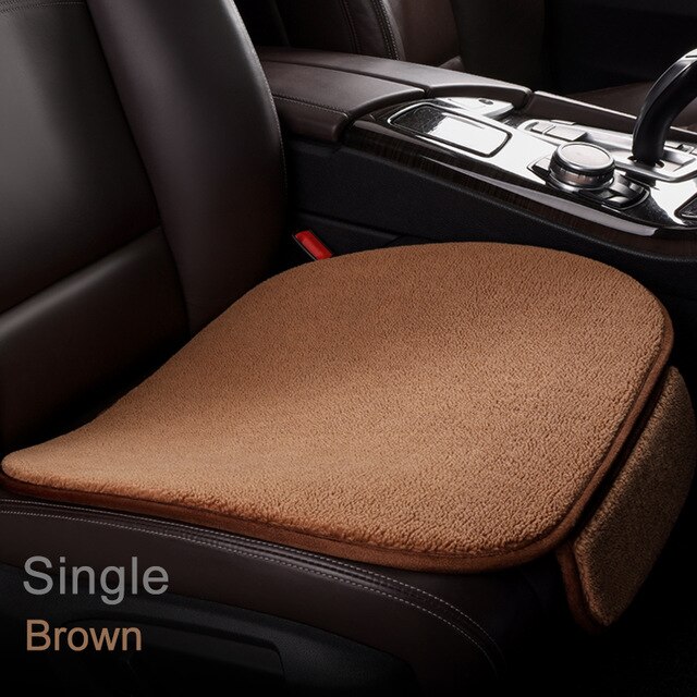 Super Soft Polar Fleece Car Seat Cover Pad Universal Breathable Plush Cushion Car Seat Protector Mat Car Accessories: Brown front 1pcs