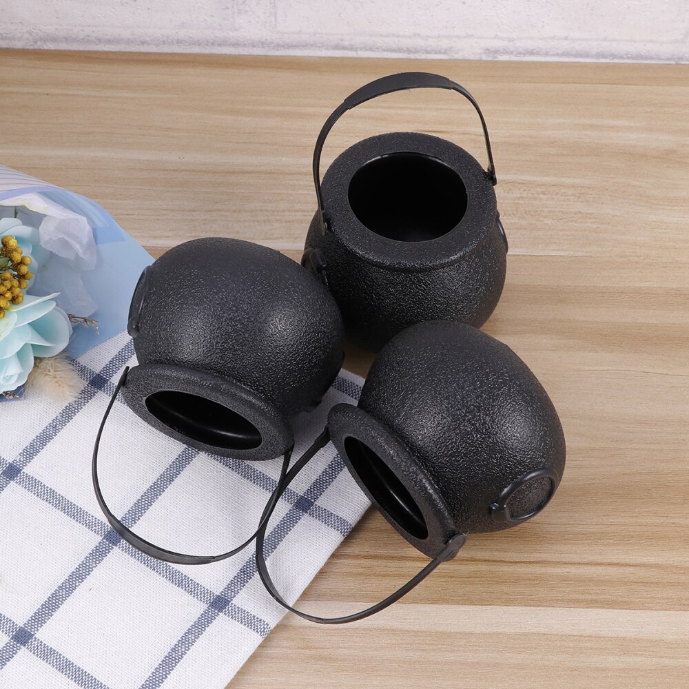 10pcs 5x7cm Candy Bucket Witch's Cauldron Trick or Treat Candy Pail Holder (Black)