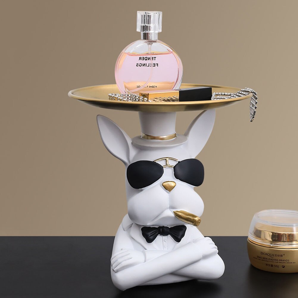 nordycki buldog francuski rzeźba figurka psa statua biżuteria przechowywania tabeli dekoracji prezent pas płyta okulary taca Dom Sztuka statua