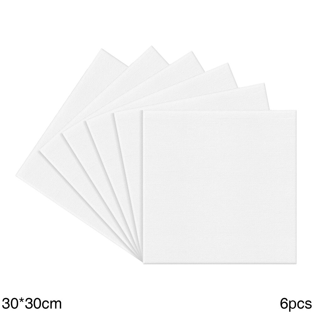 6pcs Blank Artist Canvas Framed White Paint Boards Artwork Painting Picture frame Art Painting Stretched Acrylic Board Panels: 30X30CM