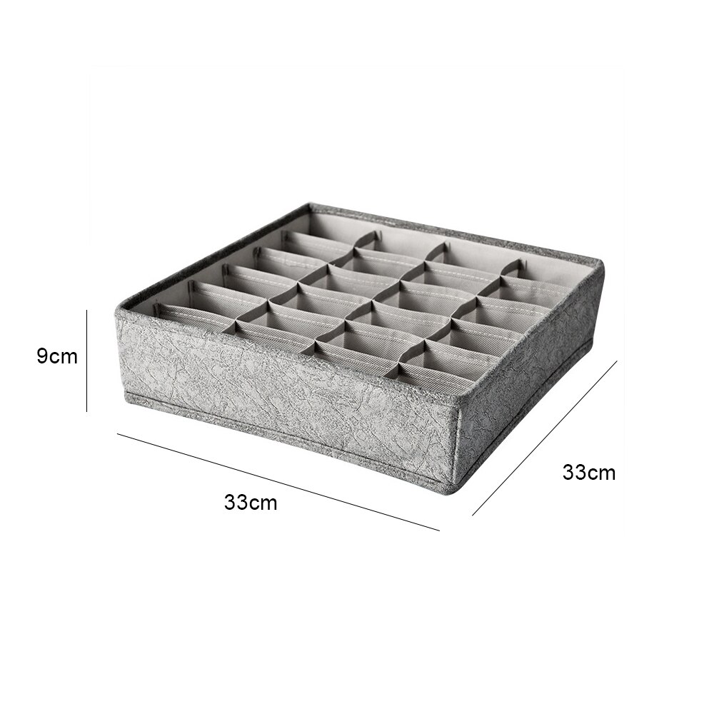24 Compartment Closet Drawer Organizer Underwear Socks Wardrobe Storage Box Divider Ties Socks Storage Box for Dormitory closet: Gray-33x33x9cm