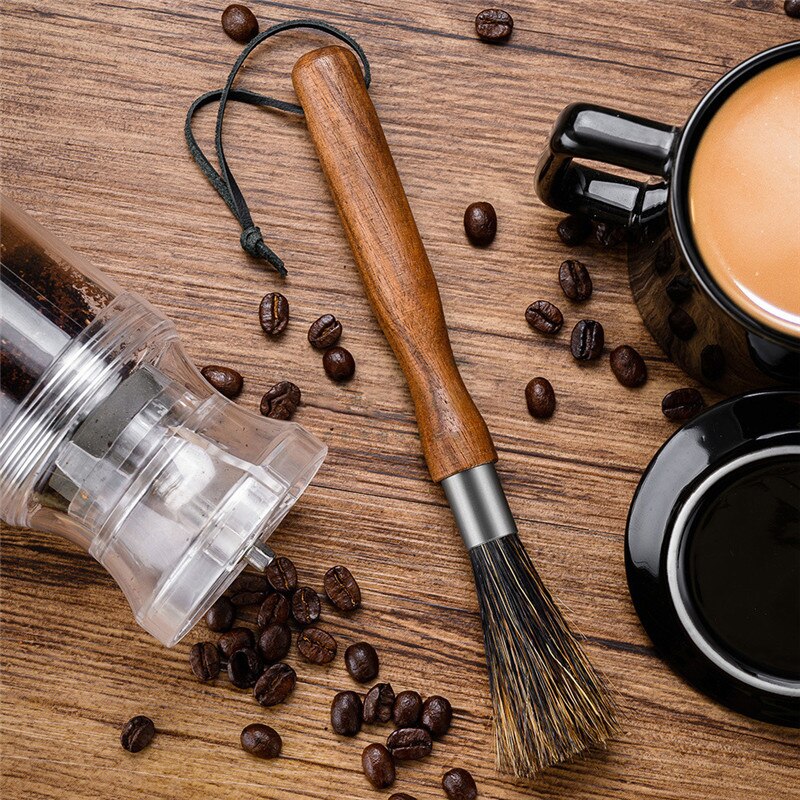 Koffiemolen Reinigingsborstel Natuurlijke Haren Lanyard Koffiezetapparaat Borstel Reiniger Voor Barista Thuis Keuken Coffeeware Gereedschap