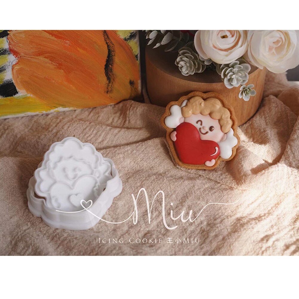 san valentino stampo per biscotti panda orso cupido angelo glassa taglierina per biscotti cartone animato 3D casa fai da te accessori per pasticceria e panetteria: G