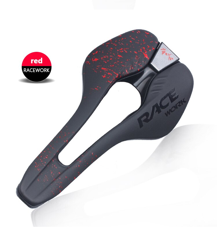 Asiento de bicicleta de montaña cómodo para hombre, sillín abierto de triatlón, cojín hueco, piezas de ciclismo: Red