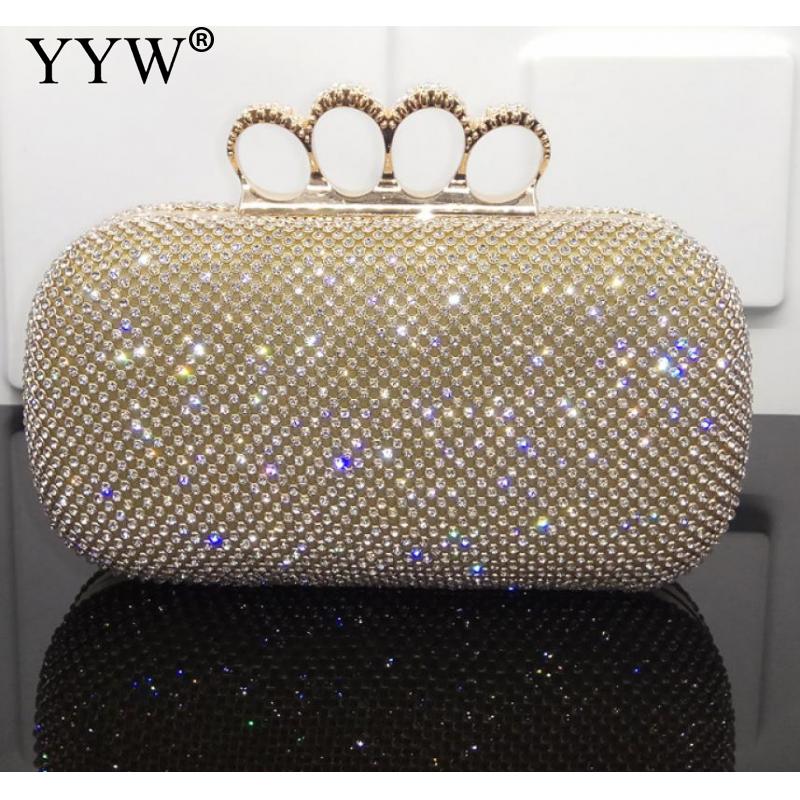 Pochette de soirée pour femmes, diamants argentés strass, cristal, portefeuille de jour, bourse pour mariage, Banquet: yellow