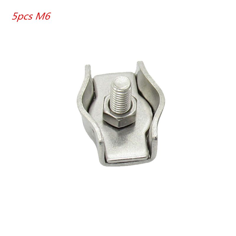 5 Pcs 304 Roestvrij Staaldraad Clip Enkele Grips Kabel Klem Marine Hardware: M6