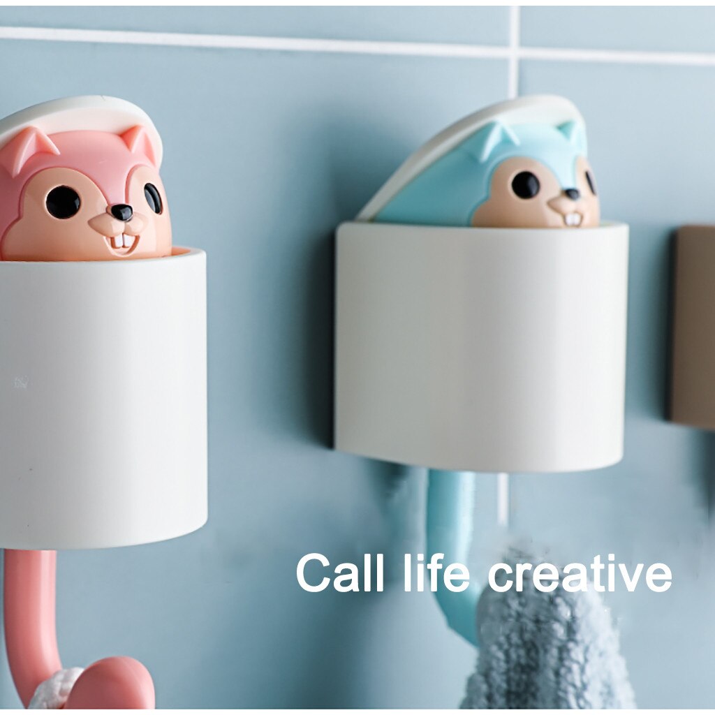 1 Pc Zelfklevende Haken Gratis Ponsen Viscose Haak Huis Muur Haken Creatieve Eekhoorn Telescopische Viscose Hanger Deur Handdoek Haak