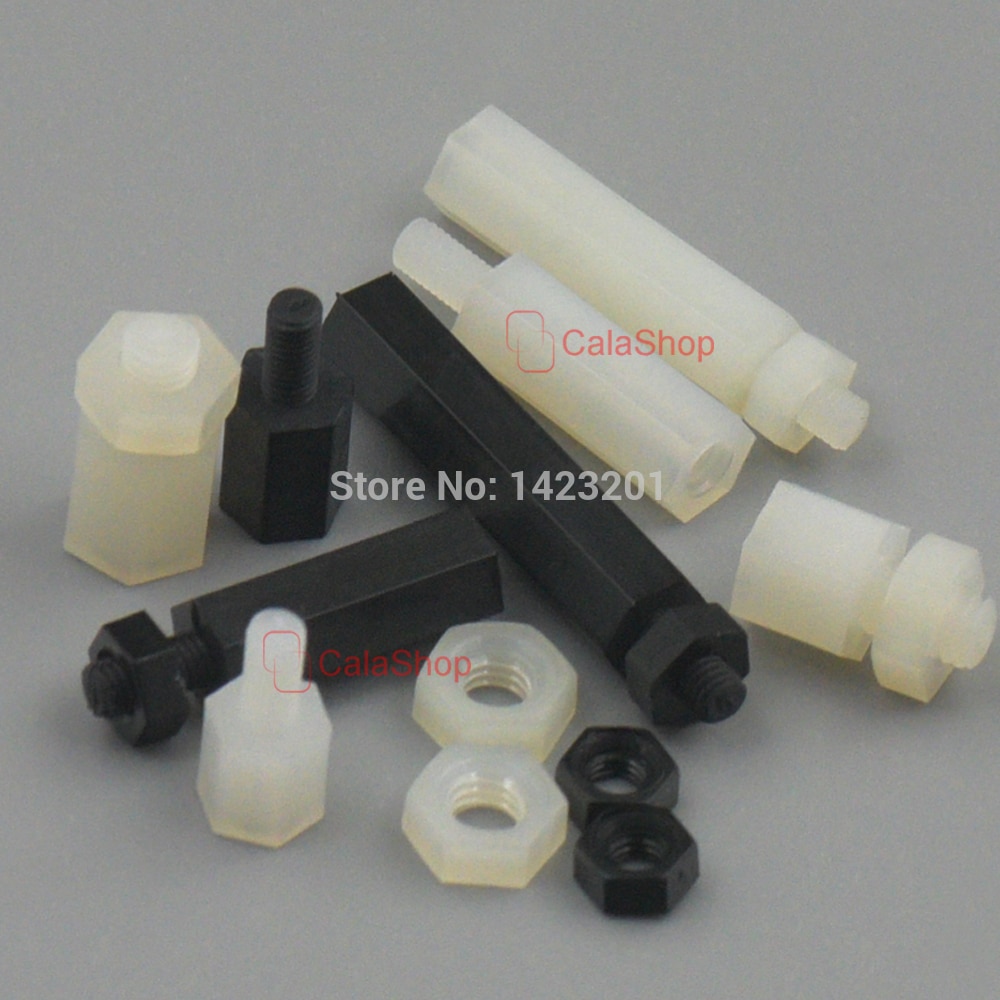 50 Teile/los M3 M4 Kunststoff Nylon verhexen Spalte Standoff Abstandshalter Phillip Schraube Mit Sechskantmuttern DIY Befestigungen