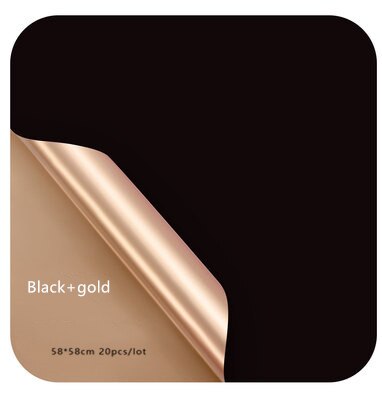 Luxury Gold Reversible Floral Wrapping Paper Waterproof Flower Arrangement Wrapping Paper Party Wrapping Paper Film: Black-Gold