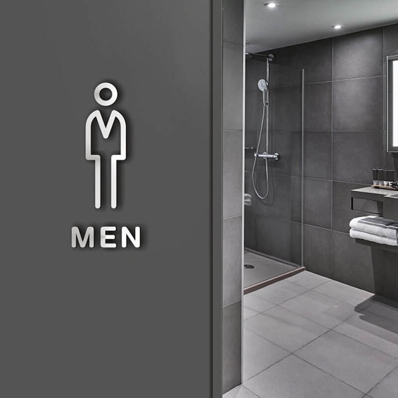 1PC Acrylic Men Women Restroom Door Sign Self Adhesive Plate Bathroom Signage DIY Public Toilet Decoration