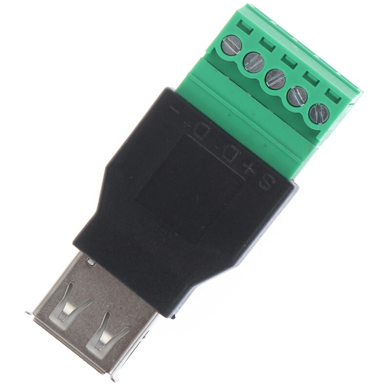 1Pc USB Female To 5P Screw Shield Plug Terminal Adapter Connector