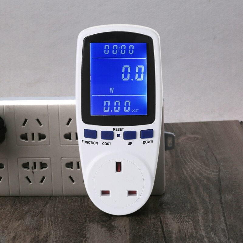 Power Meter UK Plug Power Monitor Watts Meter Electricity Usage Cost Kwh Analyzer LCD Backlight Electricity Monitor