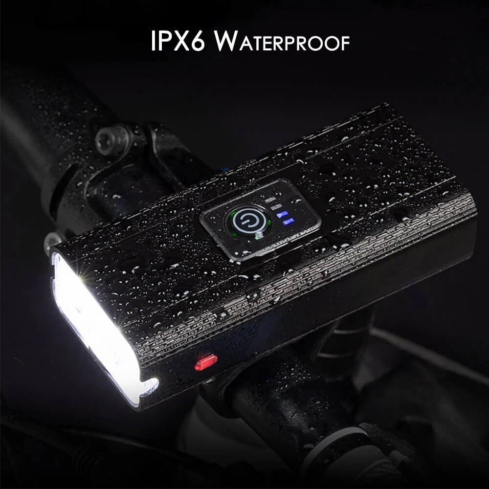 2pcs Rechargeable Waterproof T6 LED MTB Mountain Bike Front Headlight Rear Taillight Bicycle Flashlight Warning Lights