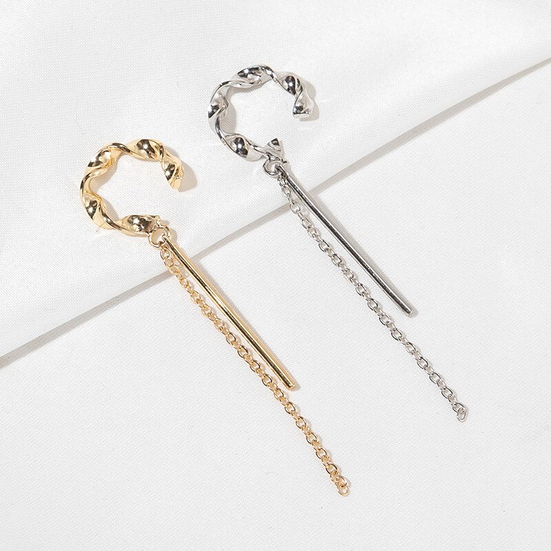 Koreaanse Lange Kwast Oor Manchet Oorbellen Voor Vrouwen Crown Oor Lijn Zoete Kleine Verse C Vormige Ear Bone Clip Mode sieraden 1Pc