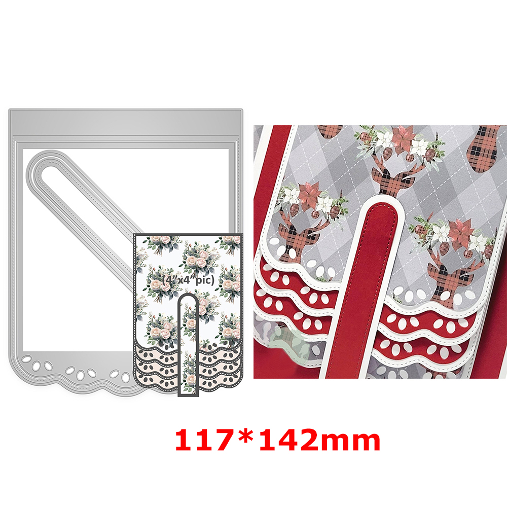 Metal Cutting Dies Pull-out Corner Pocket Slot Edge Frame for DIY Scrapbooking Album Decorative Paper Card Die Making Template: Champagne