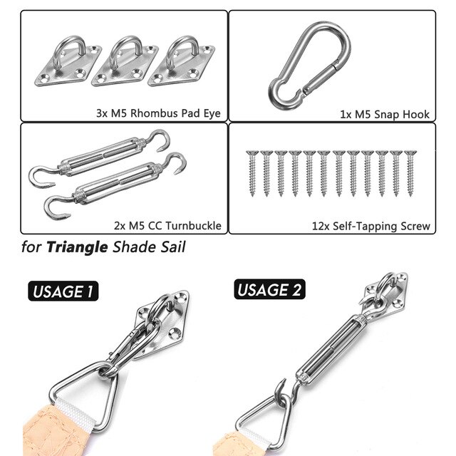 300D 8 sizes Regular Triangle Shade Sail Waterproof Polyester awning Sky blue Sun Outdoor Sun Shelter garden Camping Canopy shed: Accessories